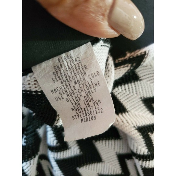 Venezia Women BlacK/White Cotton & Polyester Long Sleeve V-Neck Top Shirt - Picture 10 of 11